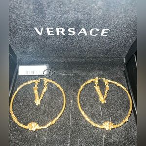 Versace Gold Hoop Medusa Earrings